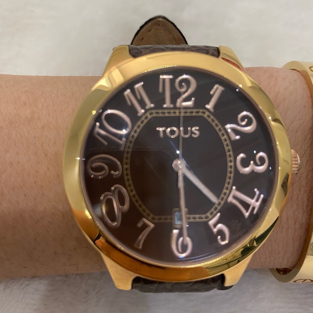 TOUS ROSE GOLD AND CROC LEATHER BELT - Picture 4 of 7